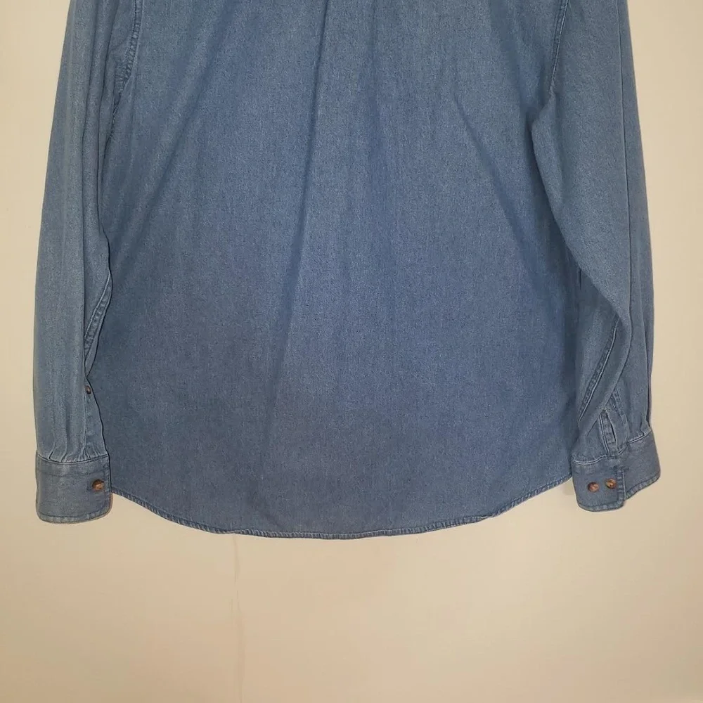 Mens Croft & Barrow Denim Oxford Long Sleeve Button Down Shirt - Picture 8 of 11